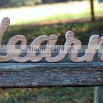 domestic wood LEARN sign shelf sitter word art for deco