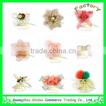 New arrival many color stock ribbon flower for hair decoration