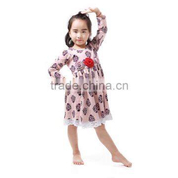 New Fashion Kids Girl Cottton Long Sleeve Floral Party Dress