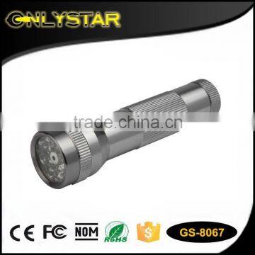 Onlystar GS-8067 15+1 led mini cheap aluminum flashlight and laser