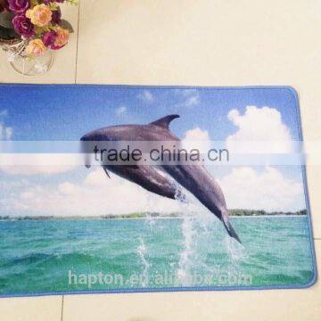 50*80cm loop pile printing carpet with anti-slip backing latex/tpr dolphin design nylon printing mat