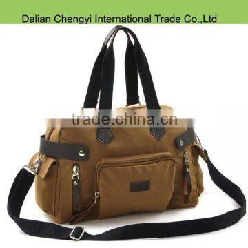 Factory OEM canvas travel sport shoulder bag with pocket on the back