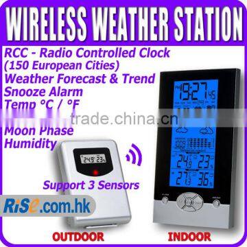 Digital Barometer Humidity Temperature Centigrade Fahrenheit Backlight Wireless Weather Station