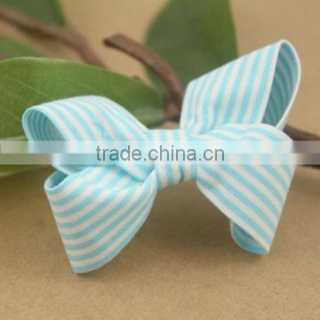 Customed Design Handmade Stripe Fabric Bow For Hair Clip