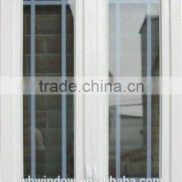 crank winder window with linght blue grills