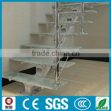 interior home frameless glass straight staircase