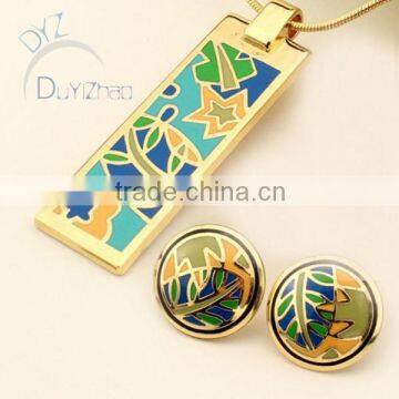 latest enamel jewelry set/fashion earring and necklace pendent jewelry