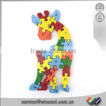 Educational toy Wooden animal number jagsaw puzzle game