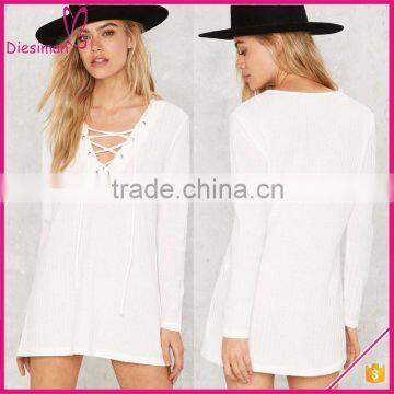 Long sleeve soft loose dressy ladies tunic top wholesale