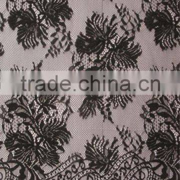 Black Eyelash French Lace Fabric Mesh Based/embroidery french lace/french net lace/french lace wedding dress fabric