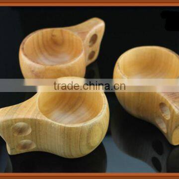 High-end Handmade Rubber Wooden Coffee Cup with Double Holes ,Wood tea mug with handgrip