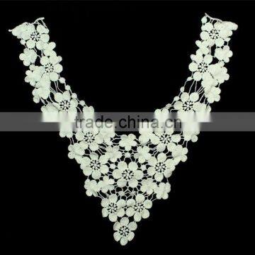 2014 New Design Cotton Water-soluable Lace Fabric Embroidery Guipure Flower Lace Collar
