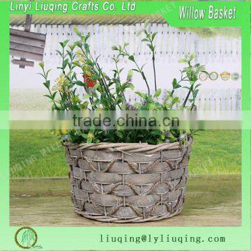 Cheap grey willow wicker basket garden basket for planting with liner woodchip basket