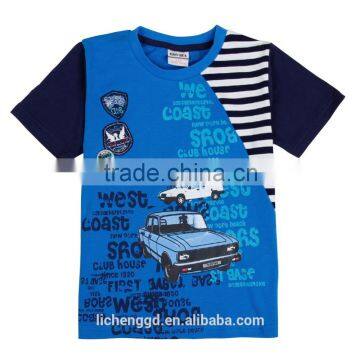 (C6263D)novatx 2015 newest summer boys clothes 100% cotton blue printed cartoon boy t-shirt