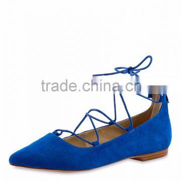 OLZP005 Women Flat Shoes Suede Upper Lace Up Pointed Toe Flat Dress Shoes