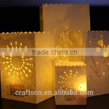 Luminary tealight holder made of fire retardant paper