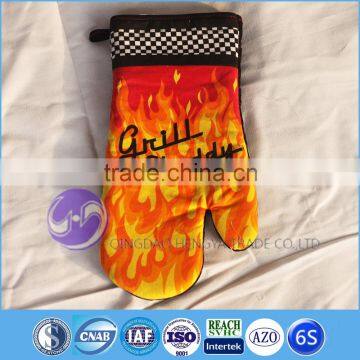 kitchen accessories flame printed microwave funny cotton oven glove