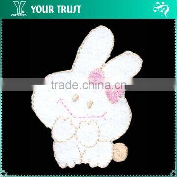 White Bunny Big Smile Iron-on Custom Embroidery Badge Patches