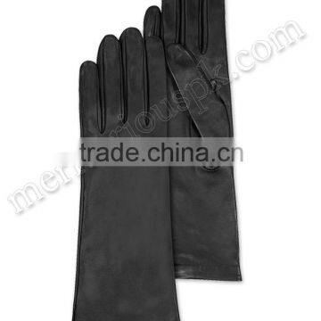 Full Black Women Leather Fashion Dressing Gloves