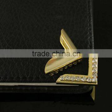 Cheap Sale Gold Rhinestone Metal Book Cover Corner Wholesale S04117J