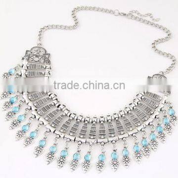 CZ91372 Lady Jewelry Charm Crystal Choker Chunky Statement Bib Pendant Chain Necklace