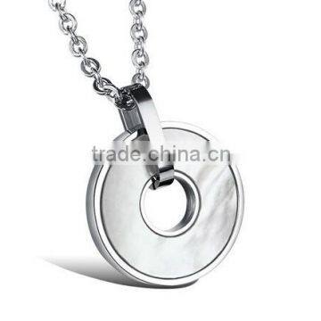 Latest design fashion stainless steel pendant necklace Round shaped shell pendant necklace YYNE20003