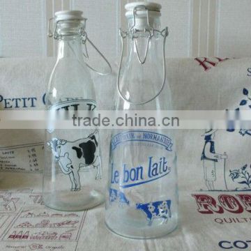 glass milk bottles with caps