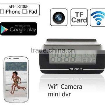 Hidden Alarm Clock Camera CMOS 1/4 Mini Dvr Watch WIFI Camera Clock digital clock 50pcs