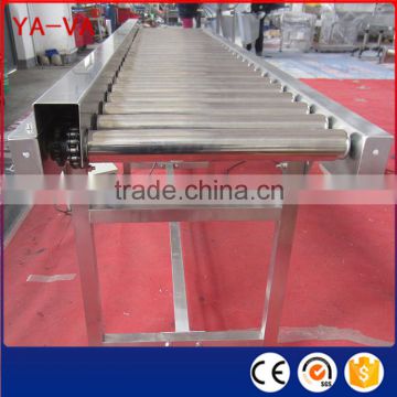 stainless steel frame automated roller conveyor uploading pallet