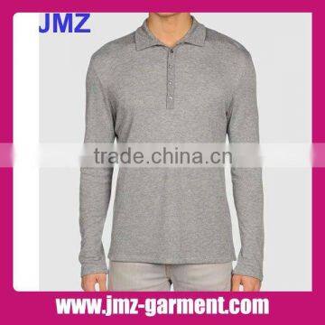 Casual long sleeve marle grey polo shirt