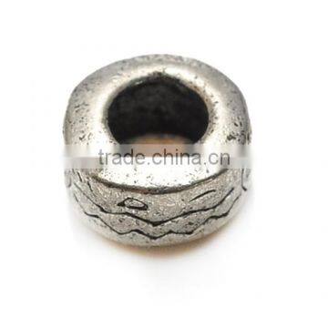 Wholesale 100pc Of Charm Brass Antique Silver Plated Beads Metal Findings Beads 4.5*8.4mm