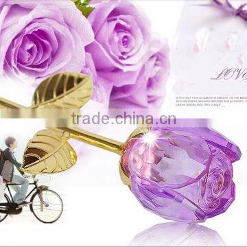 Vivid Purple Crystal Glass Rose for Decorations and Gift ZWM032