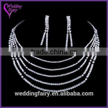 High Quality Latest Style Crystal wholesale fashion silver jewelry set