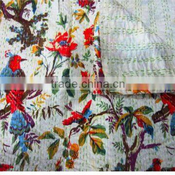 Handmade Kantha Quilt Bird print Kantha Quilt Bird Print Kantha Blanket Kantha Bedspread Kantha Throw Kantha Bedding