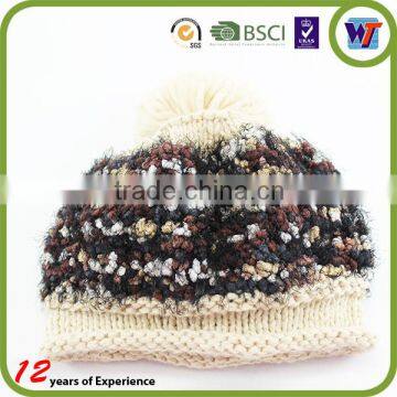 Pom Pom Baggy Knitted Beanie,custom Knitted Cuff Beanie Hat,knit Hat With Ball Top photo-4