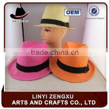 Professional factory bsci breathable brim straw fedora hat cap