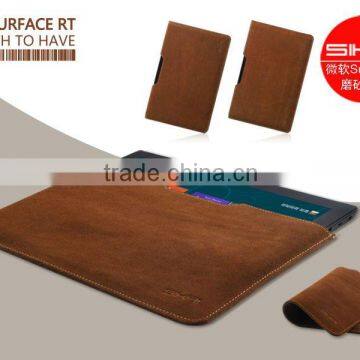 SIKAI Brown Textured Leather Sleeve Case for Microsoft Surface RT 10.6