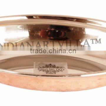 IndianArtVilla Handmade Steel Copper Serveware Dish Serving Oval Platter Plate 600 ML - Home Restaurant Hotel Kitchen Dining War