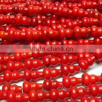 8*12mm natural oil dyed red coral guard shape beads for wholesale
