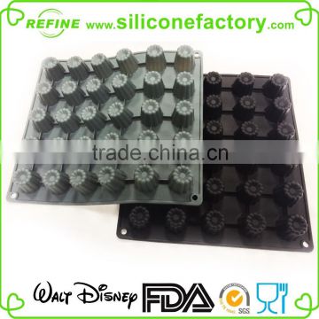 30 small Canneles platinum grade silicone bake mould