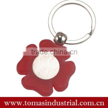 Cheap custom gift metal keychain flower shaped key ring