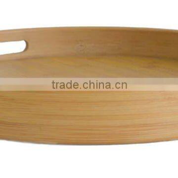 DT027 Two Ear/ Two Handles Round 5 cm High Bamboo Custom Serving Tray photo-2