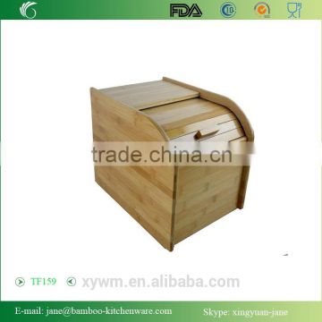 Elegant Square Style Natural Bamboo Bread Box