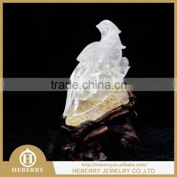 hot sale decorative stone for jewelry clear quartz crystal bird charming art