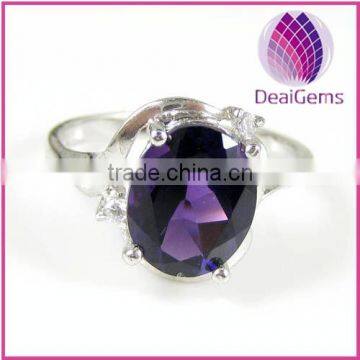 Women Ring, sterling silver and amethyst (natural), 8x10mm faceted oval, size 6-9.