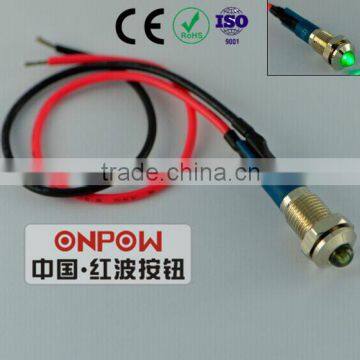 ONPOW Metal LED Indicator light(GQ12G-D/G/12V with 15cm wiring)