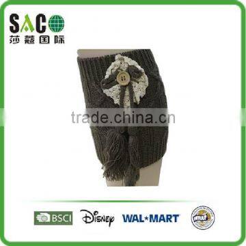 Fashion Crochet Flower With Butterfly Tassel Button Short Legwarmers photo-2