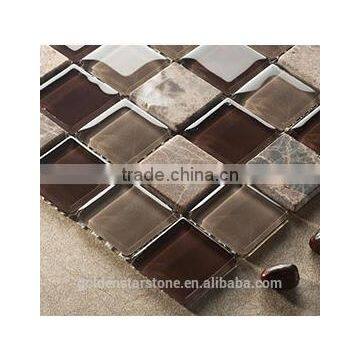 Coffee crystal mosaic glass tile and slate mix for sunny europe