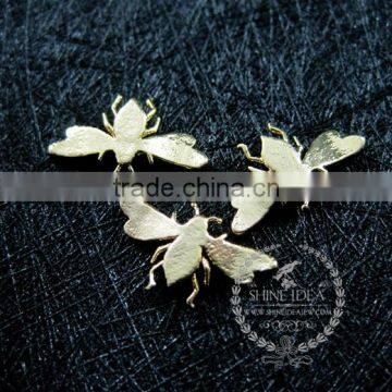 9*15mm Gold Plated Brass Tiny Bee Bug DIY Pendant Charm Jewelry Findings Supplies 1850257 photo-2