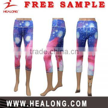 Healong OEM Custom Spandex / Polyester Seamed Sexy Women Sublimtion Printed Leggings